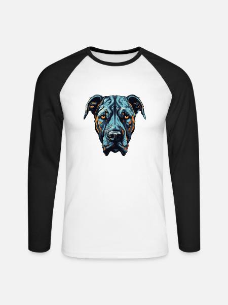 Great Dane Hund Portrait - Unisex Baseballshirt langarm - Weiß/Schwarz