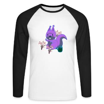 Squirrel Spring Flowers Gardening Flowers - Unisex Long Sleeve Baseball T-Shirt - white/black - Front - Nik (191cm)