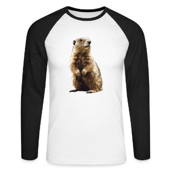 Marmottes Marmottes - T-shirt baseball manches longues Homme - blanc/noir - Devant - Nik (191cm)