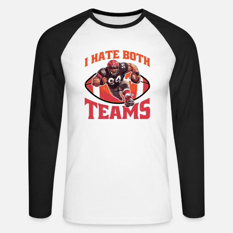 I Hate Both Teams 19 - Unisex Baseballshirt langarm - Weiß/Schwarz