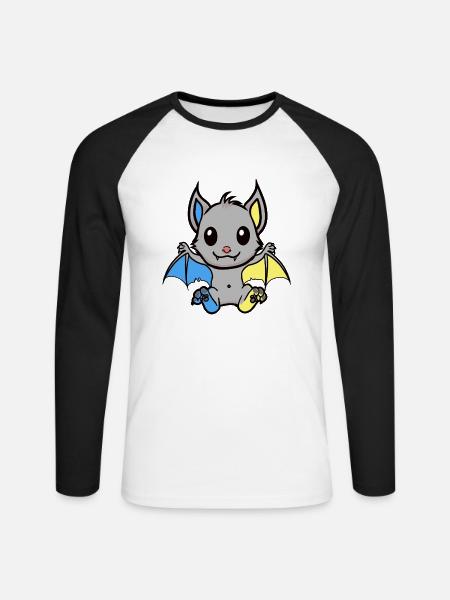 Halloween Fledermaus Fledermäuse Kind Kinder - Unisex Baseballshirt langarm - Weiß/Schwarz