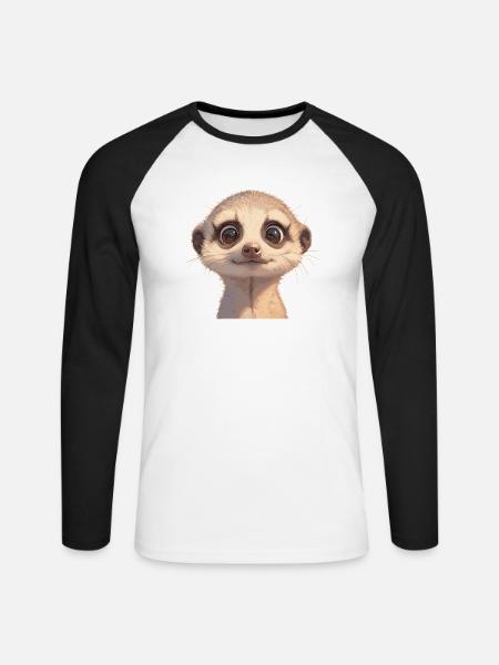 Meerkat Erdmännchen - Unisex Baseballshirt langarm - Weiß/Schwarz