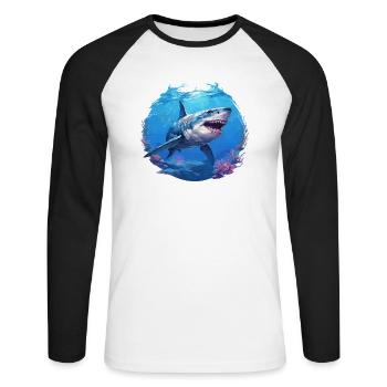 Grands requins blancs Grand requin blanc - T-shirt baseball manches longues Homme - blanc/noir - Devant - Nik (191cm)