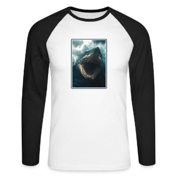 Grands requins blancs Grand requin blanc - T-shirt baseball manches longues Homme - blanc/noir - Devant - Nik (191cm)