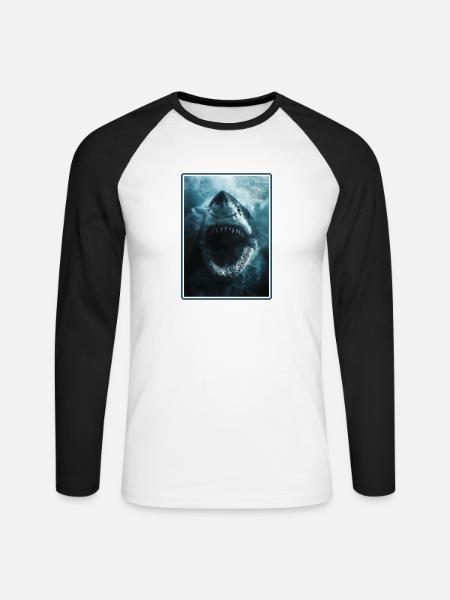 Weiße Haie Weißer Hai - Unisex Baseballshirt langarm - Weiß/Schwarz