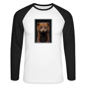 Nerze Nerz - Unisex Baseballshirt langarm - Weiß/Schwarz - Vorne - Nik (191cm)