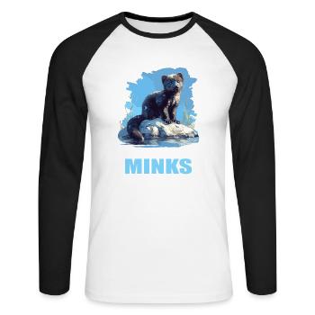 Nerze Nerz - Unisex Baseballshirt langarm - Weiß/Schwarz - Vorne - Nik (191cm)