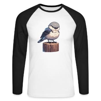 Oiseaux moqueurs Oiseaux moqueurs - T-shirt baseball manches longues Homme - blanc/noir - Devant - Nik (191cm)