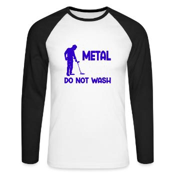Metal Detector Shirt for Men Lucky Metal Detecting - Unisex Baseballshirt langarm - Weiß/Schwarz - Vorne - Nik (191cm)