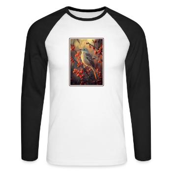 Oiseaux moqueurs Oiseaux moqueurs - T-shirt baseball manches longues Homme - blanc/noir - Devant - Nik (191cm)