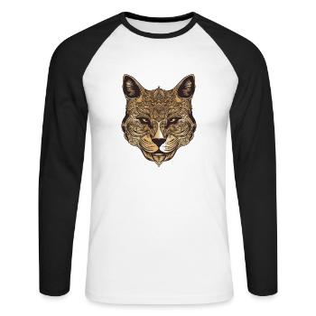 Portrait de chat - T-shirt baseball manches longues Homme - blanc/noir - Devant - Nik (191cm)