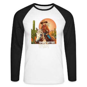 RIDER SPIRIT DE L’OUEST - T-shirt baseball manches longues Homme - blanc/noir - Devant - Nik (191cm)