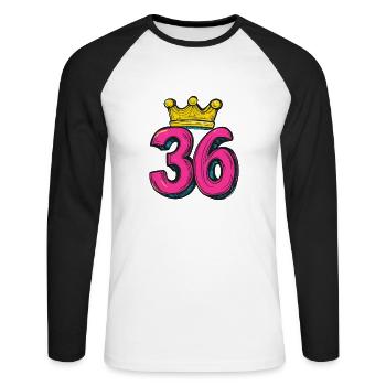 36 Number Crown - Unisex Long Sleeve Baseball T-Shirt - white/black - Front - Nik (191cm)