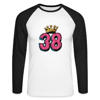 38 Number Krone - Unisex Long Sleeve Baseball T-Shirt - white/black - Front - Nik (191cm)