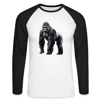 Berggorillas Berggorilla - Unisex Baseballshirt langarm - Weiß/Schwarz - Vorne - Nik (191cm)