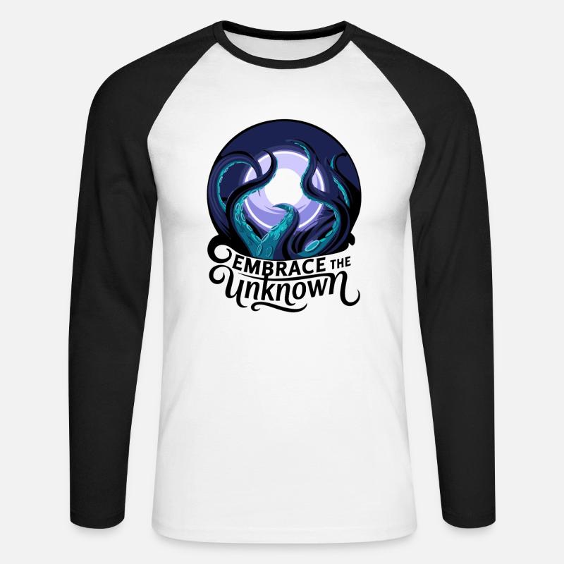 UMARME DAS UNBEKANNTE - Unisex Baseballshirt langarm - Weiß/Schwarz