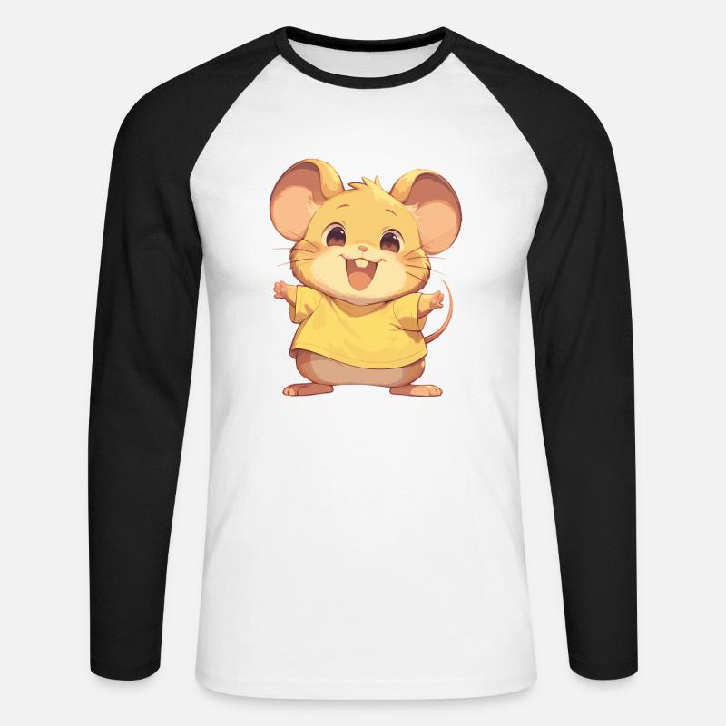 Mäuse Maus - Unisex Baseballshirt langarm - Weiß/Schwarz