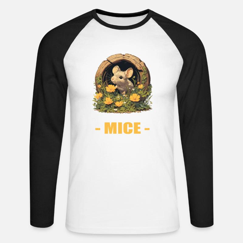 Mäuse Maus - Unisex Baseballshirt langarm - Weiß/Schwarz