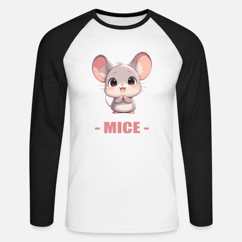 Mäuse Maus - Unisex Baseballshirt langarm - Weiß/Schwarz
