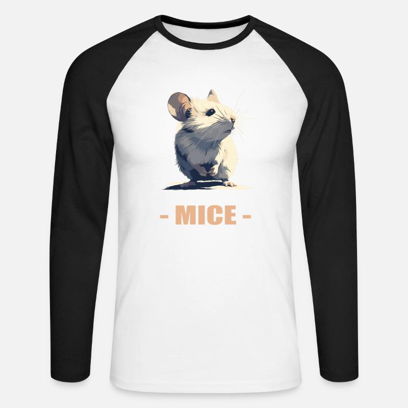 Mäuse Maus - Unisex Baseballshirt langarm - Weiß/Schwarz