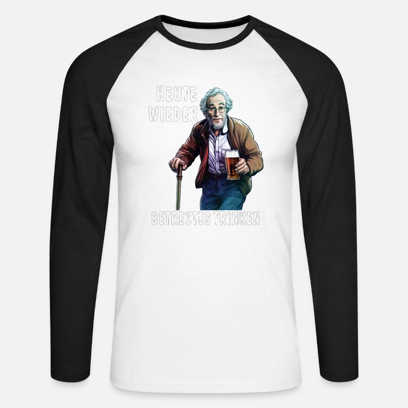 MAN TODAY AGAIN SUPERVISED DRINKING - Unisex Long Sleeve Baseball T-Shirt - white/black