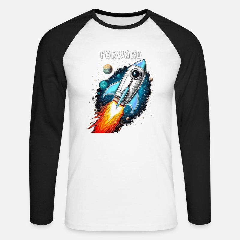 RAKETE MARS FORWARD - Unisex Baseballshirt langarm - Weiß/Schwarz