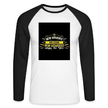Nouvel An 4 - T-shirt baseball manches longues Homme - blanc/noir - Devant - Nik (191cm)