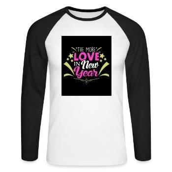 Nouvel An 6 - T-shirt baseball manches longues Homme - blanc/noir - Devant - Nik (191cm)