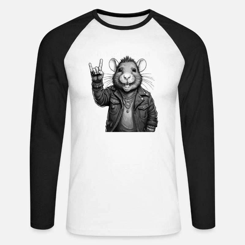 RATTE IT ROCKS AGAIN - Unisex Baseballshirt langarm - Weiß/Schwarz
