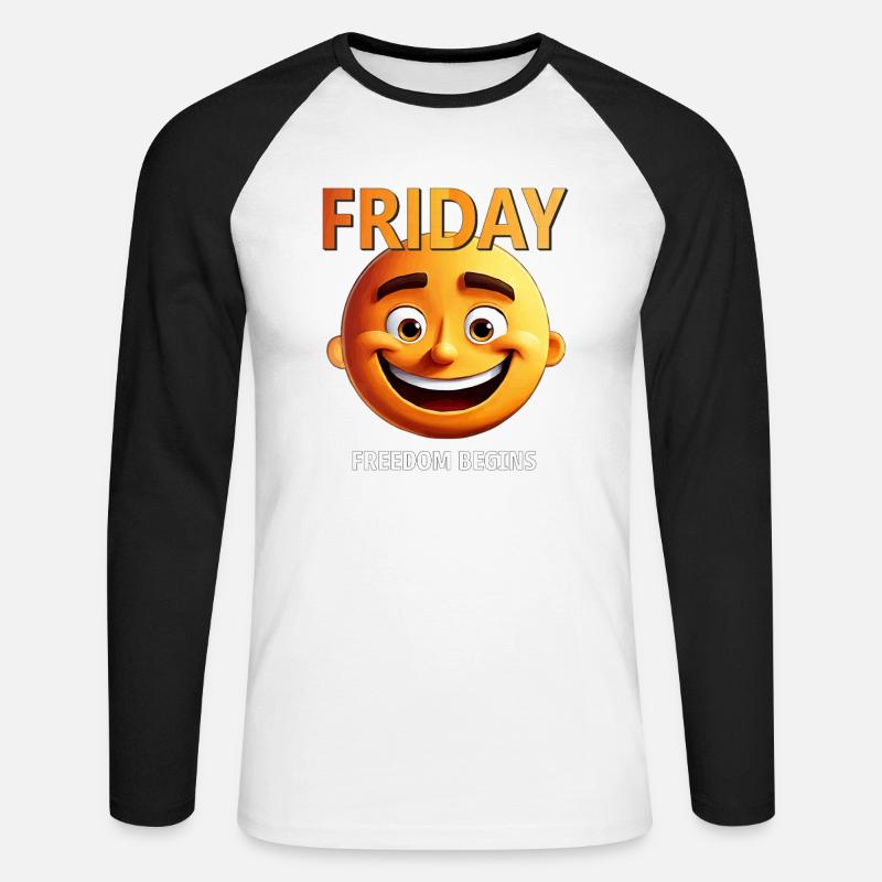 Friday - Unisex Baseballshirt langarm - Weiß/Schwarz