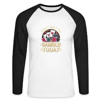 Can't Wait To Gamble Today 7 - Unisex Baseballshirt langarm - Weiß/Schwarz - Vorne - Nik (191cm)