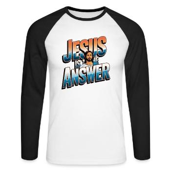 Jésus est la réponse - Jesus ist die Antwort - T-shirt baseball manches longues Homme - blanc/noir - Devant - Nik (191cm)
