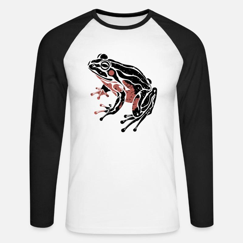 FROSCH - Unisex Baseballshirt langarm - Weiß/Schwarz