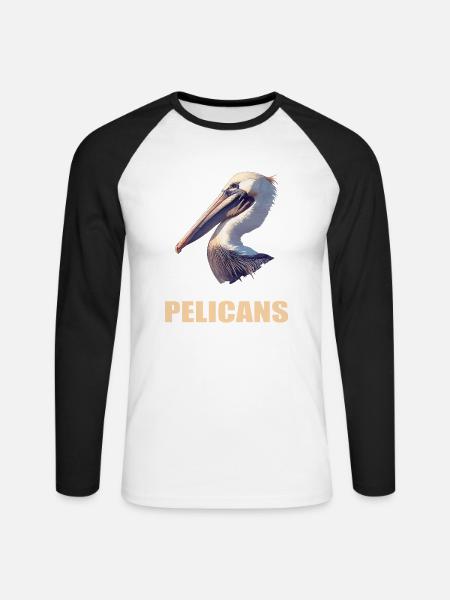 Pelikane Pelikan - Unisex Baseballshirt langarm - Weiß/Schwarz