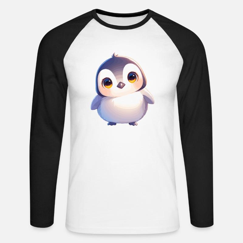 Pinguine Pinguin - Unisex Baseballshirt langarm - Weiß/Schwarz