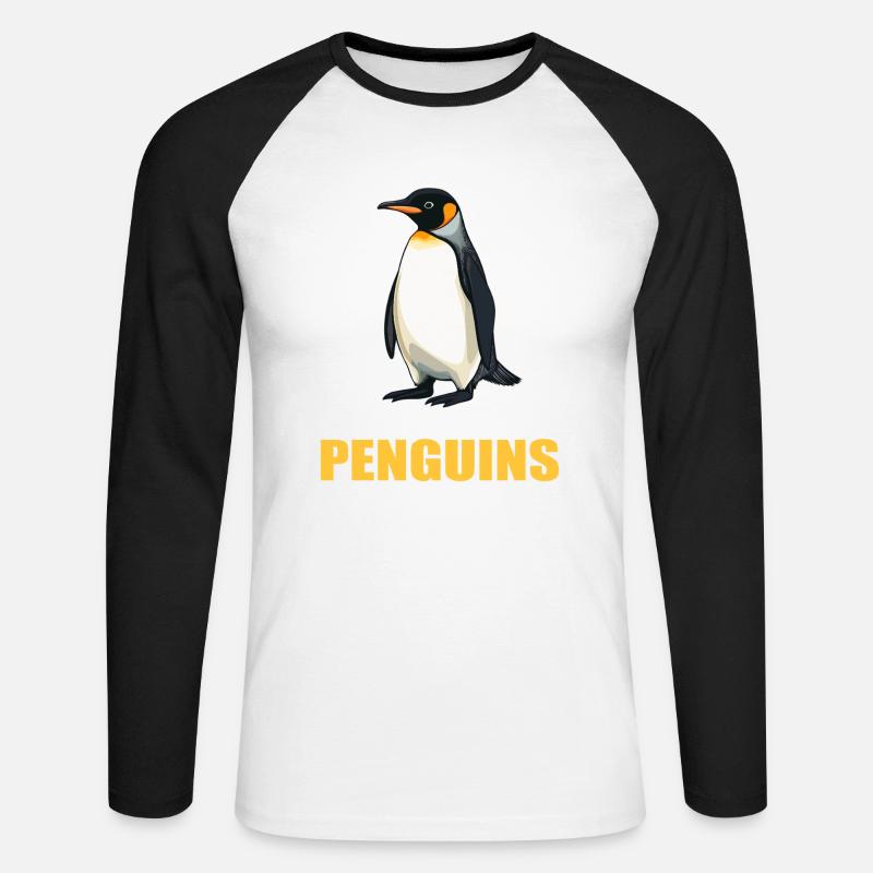 Pinguine Pinguin - Unisex Baseballshirt langarm - Weiß/Schwarz