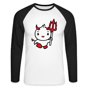 bird devil horns satan trident hell evil cool - Unisex Long Sleeve Baseball T-Shirt - white/black - Front - Nik (191cm)