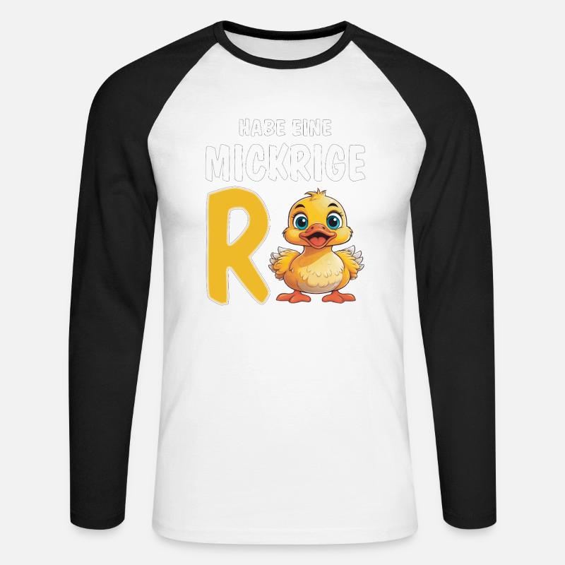 HABE EINE MICKRIGE RENTE - Unisex Baseballshirt langarm - Weiß/Schwarz