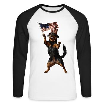 Rottweiler - Unisex Baseballshirt langarm - Weiß/Schwarz - Vorne - Nik (191cm)
