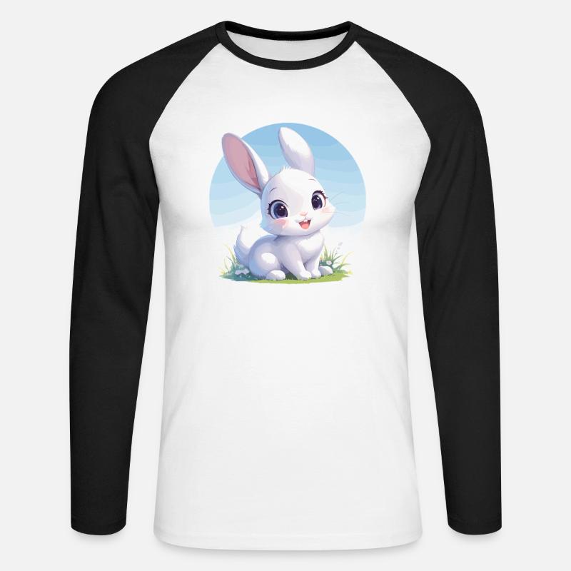 Hasen Hase - Unisex Baseballshirt langarm - Weiß/Schwarz