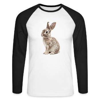 Hasen Hase - Unisex Baseballshirt langarm - Weiß/Schwarz - Vorne - Nik (191cm)