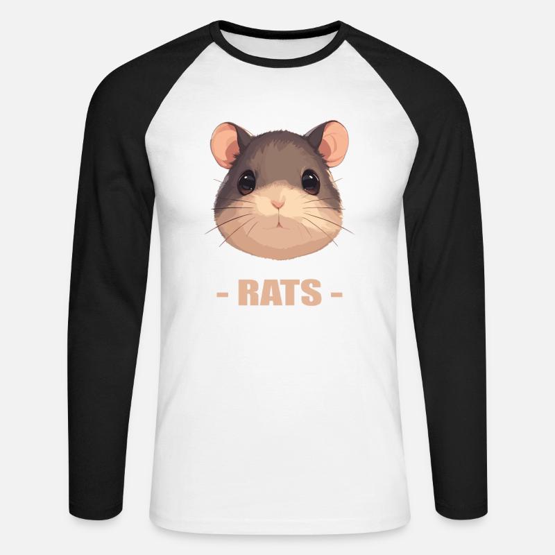 Ratten Ratte - Unisex Baseballshirt langarm - Weiß/Schwarz