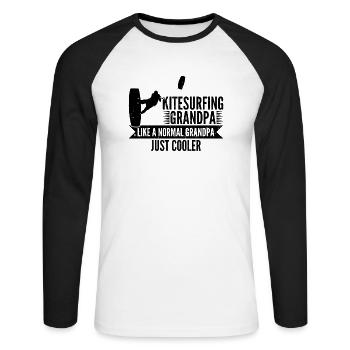 Kitesurf Papi comme un Papi normal tout simplement - T-shirt baseball manches longues Homme - blanc/noir - Devant - Nik (191cm)