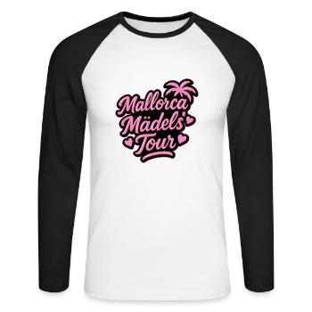 Mallorca Mädels Tour - Unisex Baseballshirt langarm - Weiß/Schwarz - Vorne - Nik (191cm)