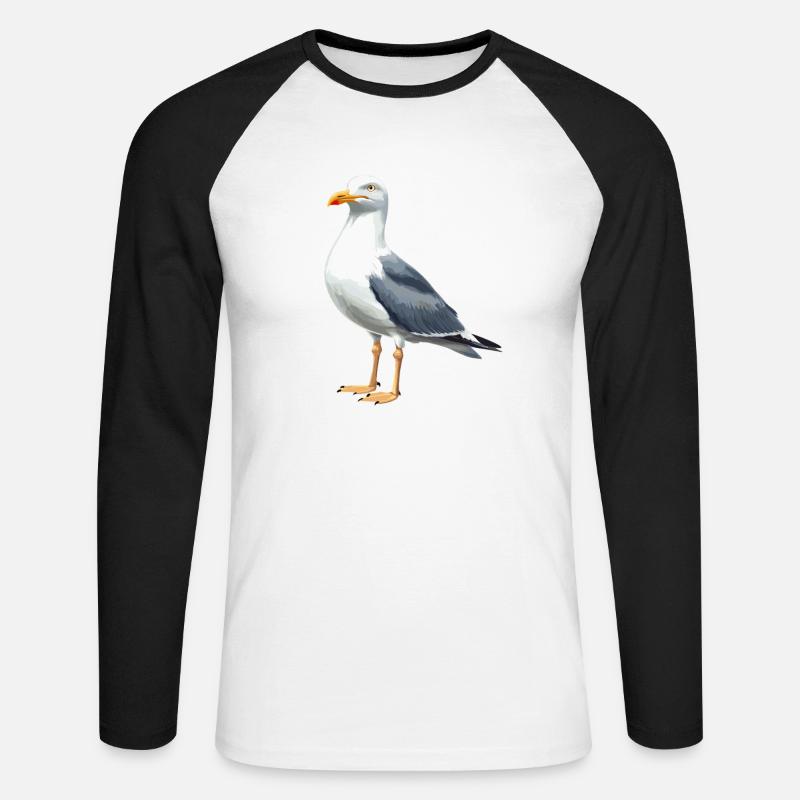 Möwen Möwe - Unisex Baseballshirt langarm - Weiß/Schwarz