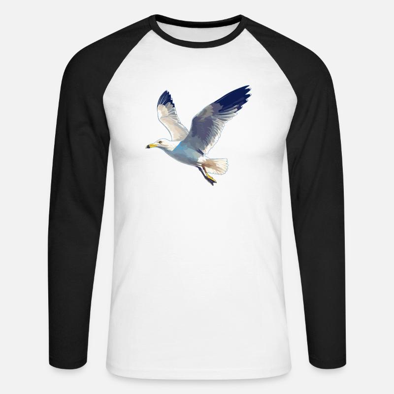 Möwen Möwe - Unisex Baseballshirt langarm - Weiß/Schwarz