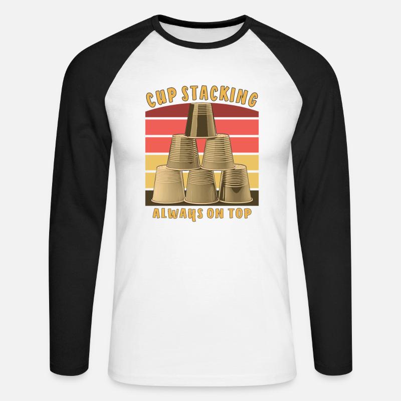 CUP STACKING ALWAYS ON TOP - Unisex Long Sleeve Baseball T-Shirt - white/black