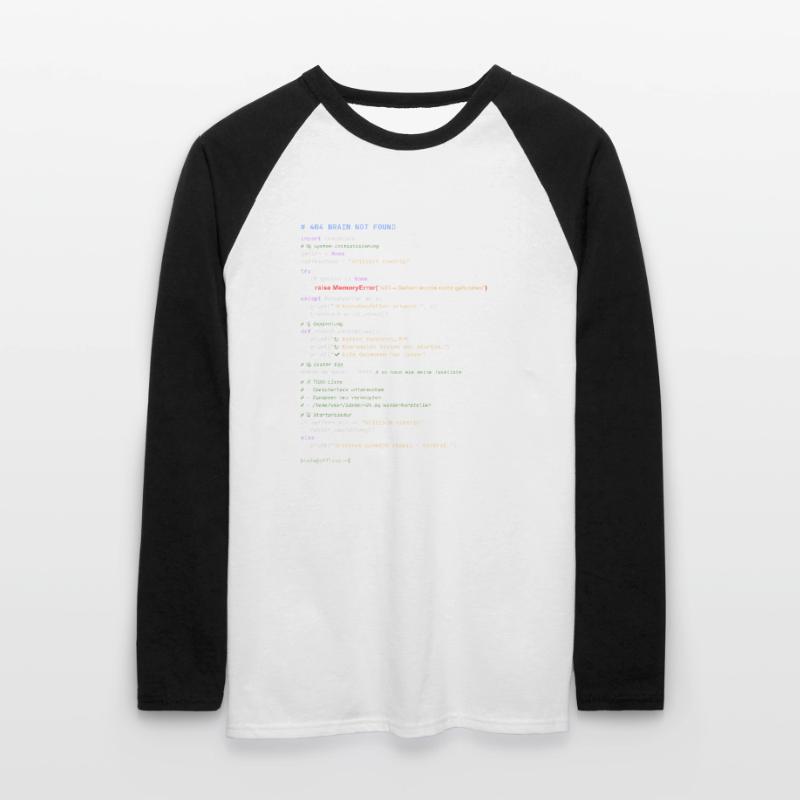 404 Cerveau introuvable Code Python T-shirt baseball manches longues Homme