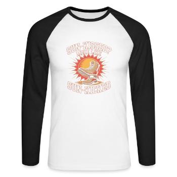 Le soleil embrassé plus comme le soleil a donné un coup de pied au soleil - T-shirt baseball manches longues Homme - blanc/noir - Devant - Nik (191cm)