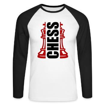 Club Roi des échecs - T-shirt baseball manches longues Homme - blanc/noir - Devant - Nik (191cm)